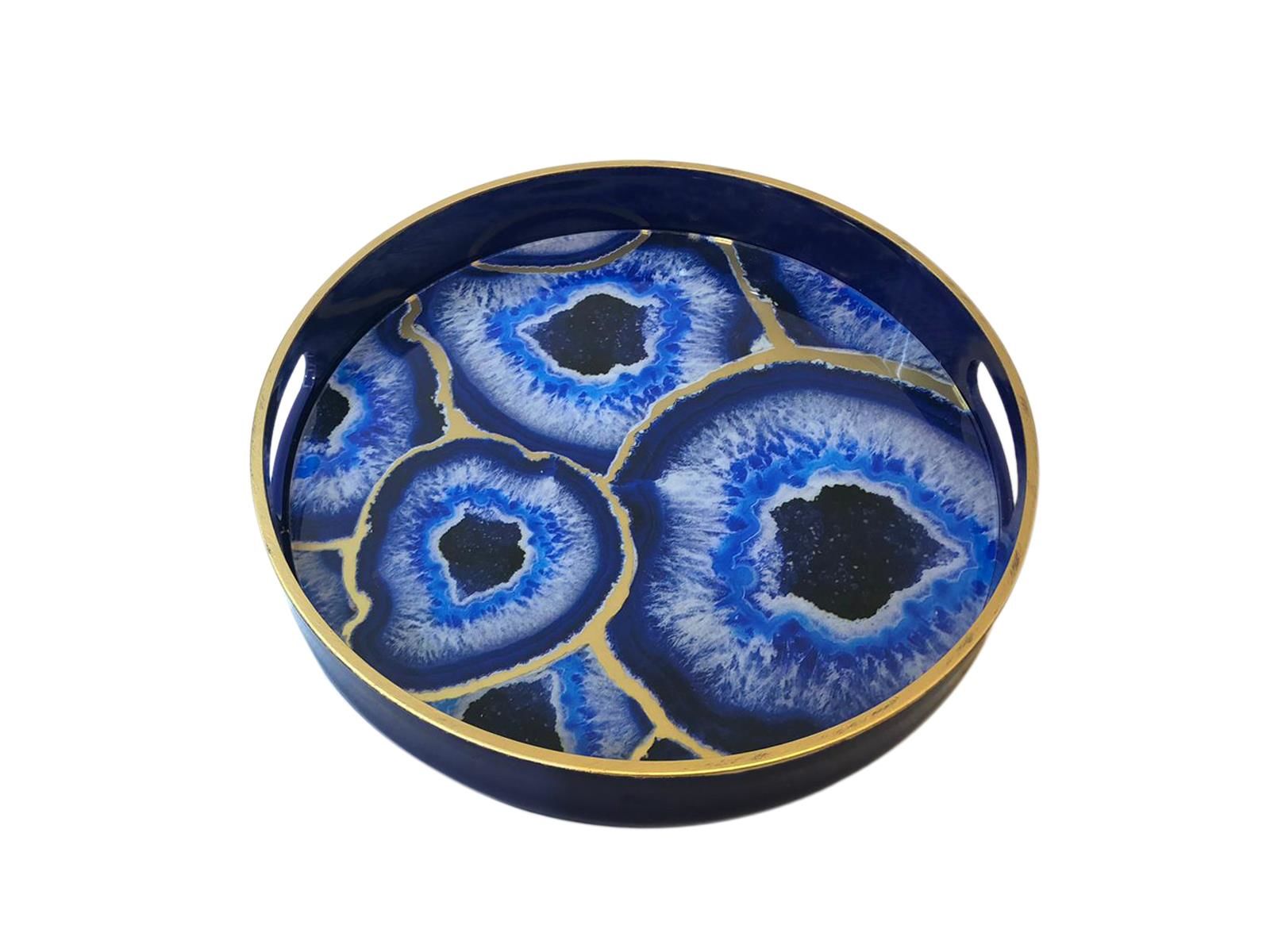 DOĞALTAŞ DESEN YUVARLAK TEPSİ 37cm