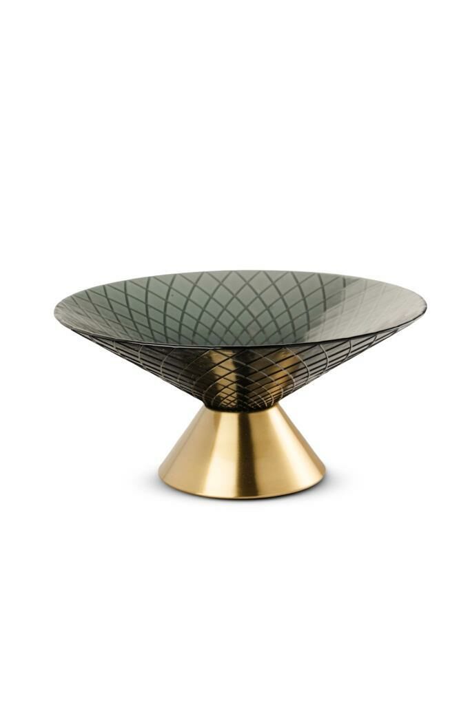 SİYAH ALTIN AYAKLI DEKORATİF TABAK/KASE 32X15CM