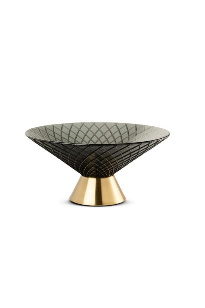SİYAH ALTIN AYAKLI DEKORATİF TABAK/KASE 25X12CM