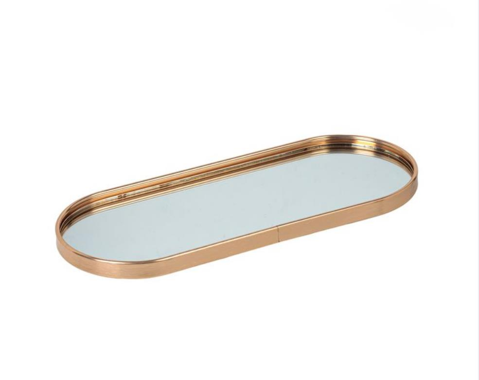 ALTIN AYNALI OVAL TEPSİ 30X12CM