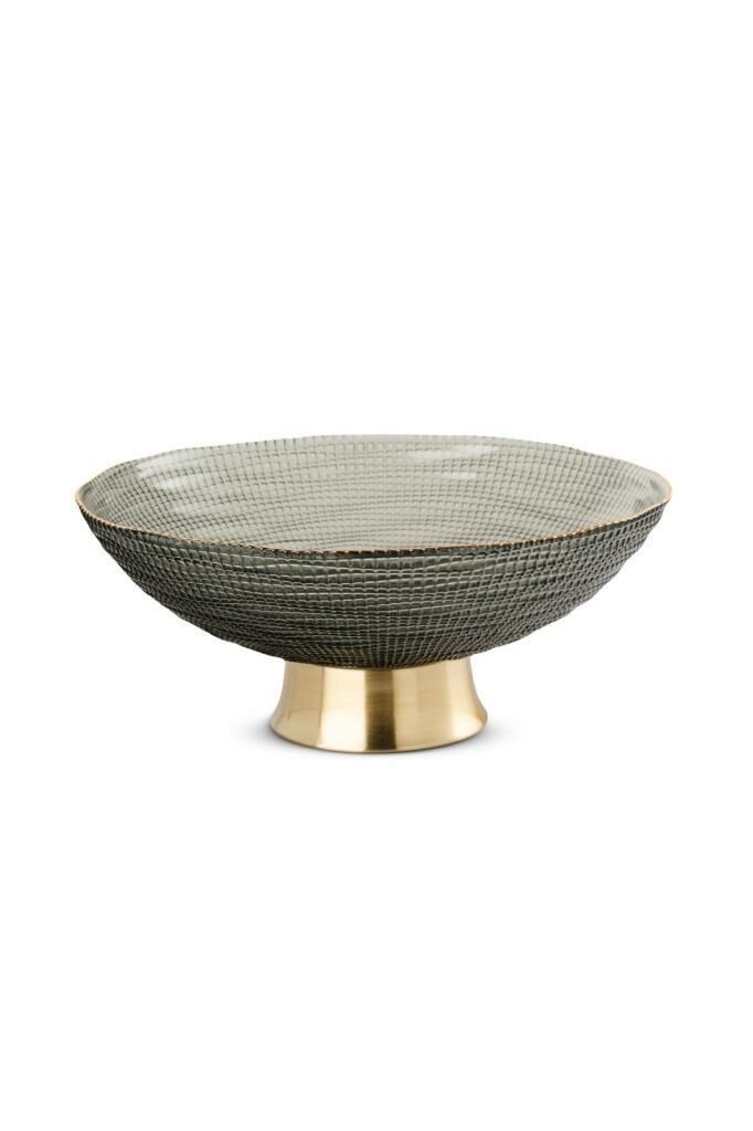 HAKİ ALTIN AYAKLI DEKORATİF TABAK/KASE 34X14CM