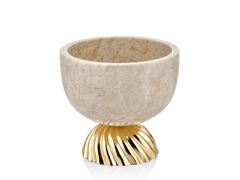 EVZA MERMER BEJ BURGU AYAKLI KASE/DEKOR 13CM
