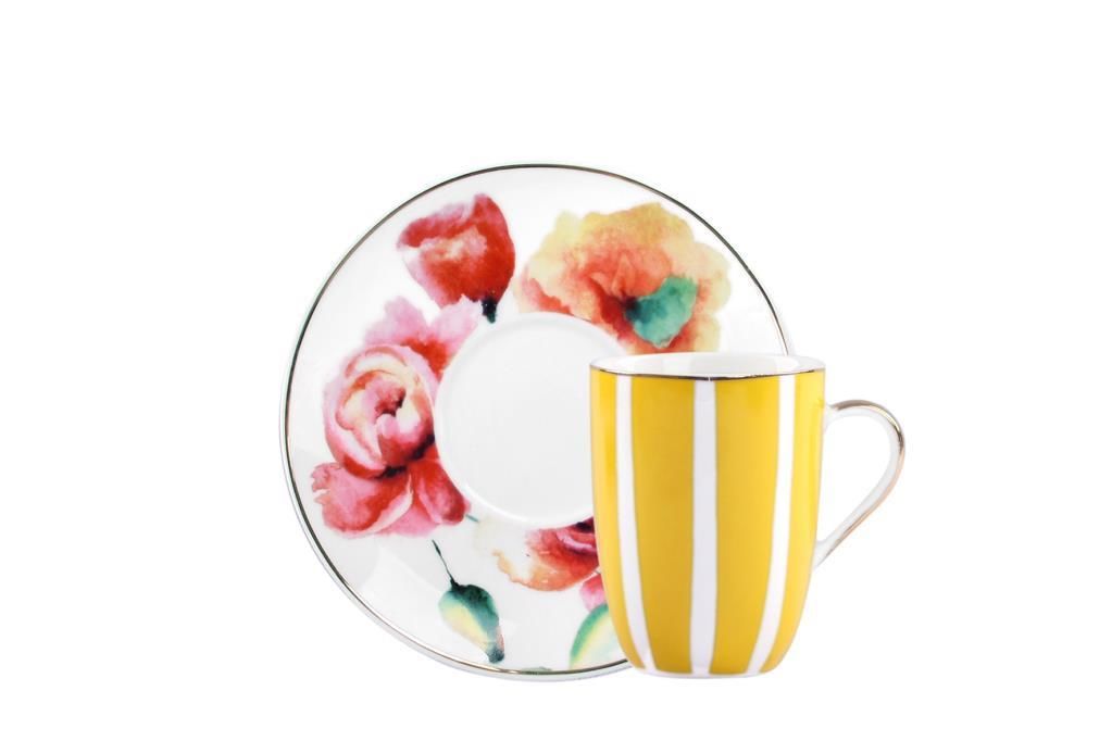 GARDENIAS SARI TEK KİŞİLİK TÜRK KAHVESİ FİNCANI