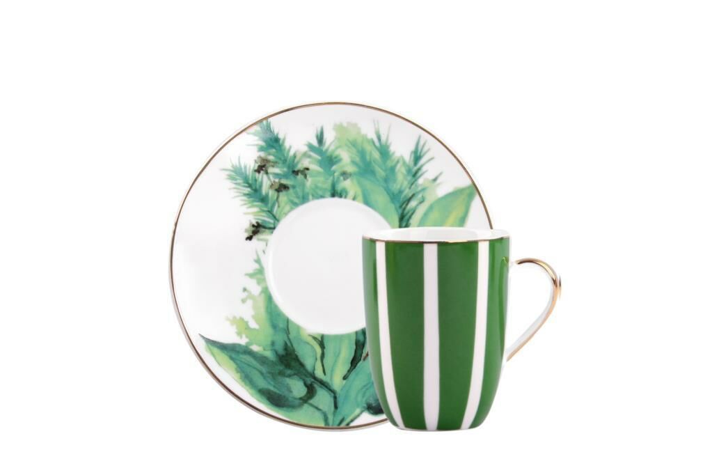 GARDENIAS YEŞİL TEK KİŞİLİK TÜRK KAHVESİ FİNCANI