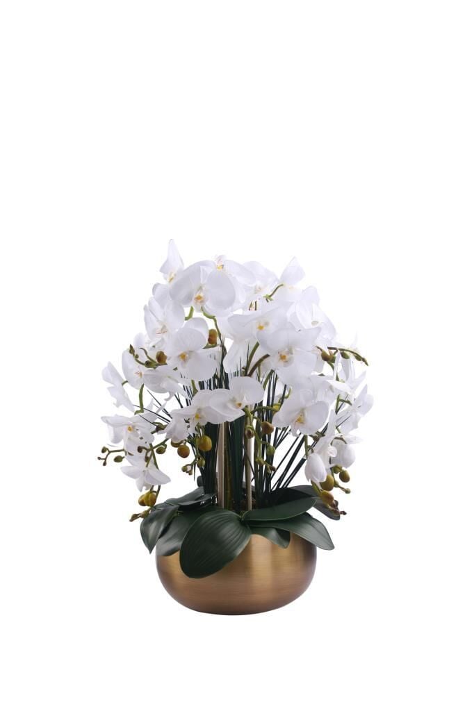 METAL ESKİTME SAKSILI YAPAY ORKİDE 64CM
