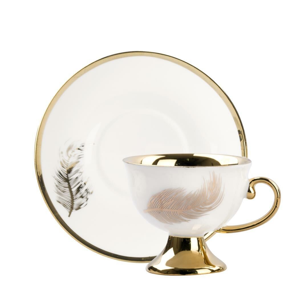 WHITE GOLD FEATHER 6 KİŞİLİK TÜRK KAHVESİ FİNCANI
