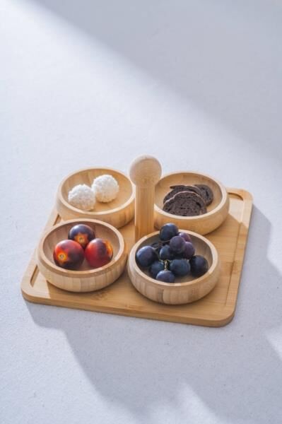 BAMBU TEPSİLİ 4'LÜ KASE/ÇEREZLİK