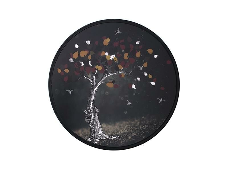 SİYAH YUVARLAK AĞAÇ DESEN1 TABLO 80CM