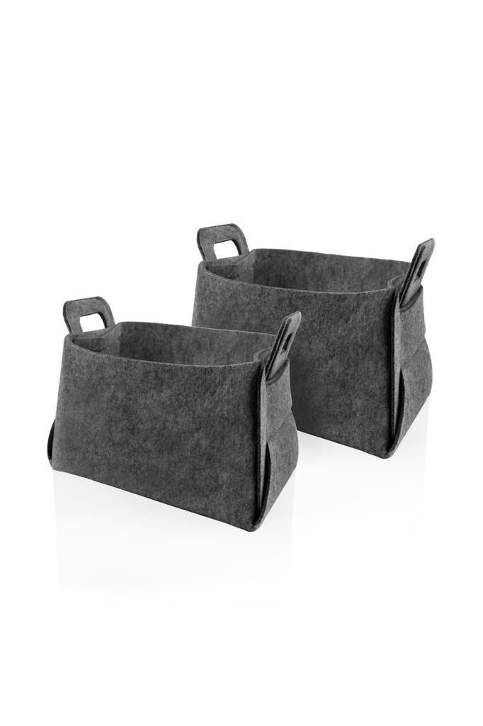 KOYU GRİ 2'Lİ KEÇE ORGANİZER 31X22X20CM