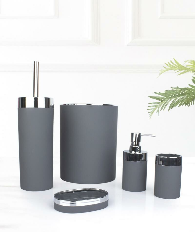 GRİ AKRİLİK 5 PARÇA BANYO SETİ