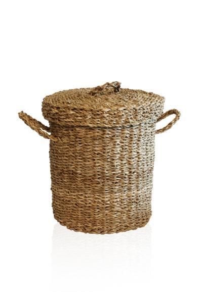 HASIR KULPLU YUVARLAK ÇAMAŞIR SEPETİ 45CM