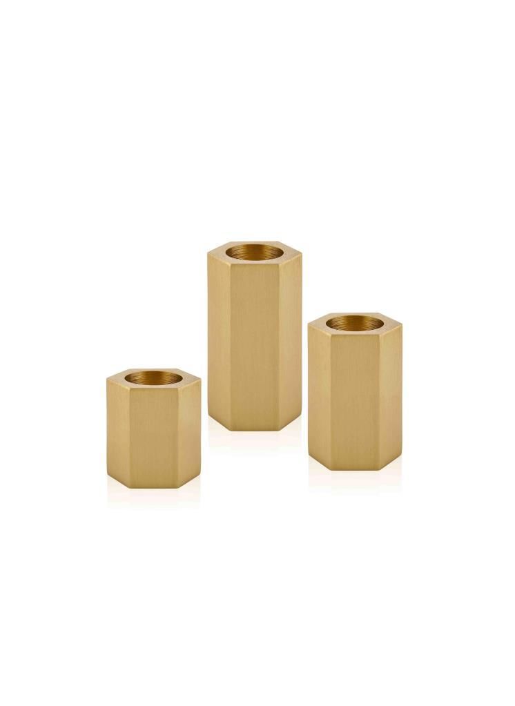BRASS PİRİNÇ 3'LÜ MUMLUK