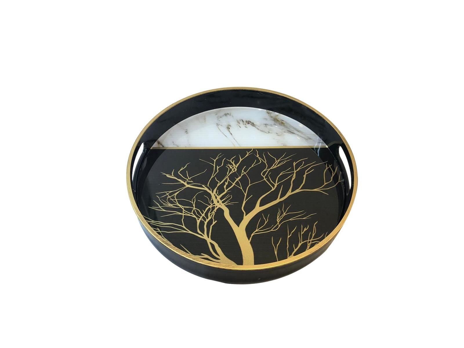 AĞAÇ DESEN YUVARLAK TEPSİ 29cm