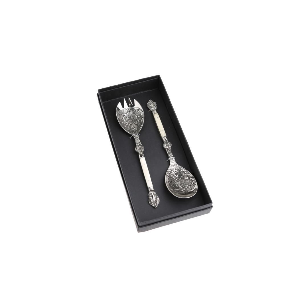 GÜMÜŞ İŞLEMELİ 2'Lİ SALATA SERVİS SETİ