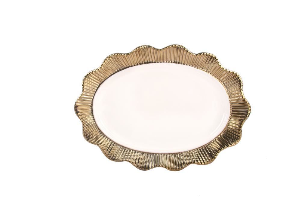 BEYAZ ALTIN ÇİZGİLİ AVANGARDE SUNUM TABAK 38CM
