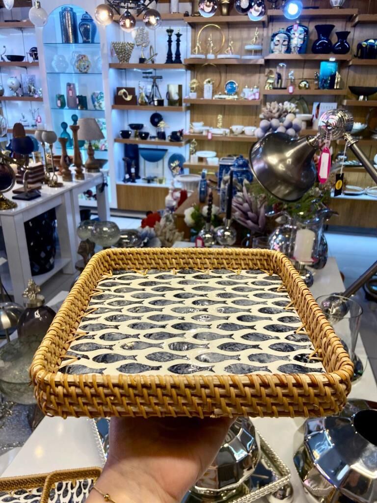 BALIK DESEN RATTAN TEPSİ 21X21CM