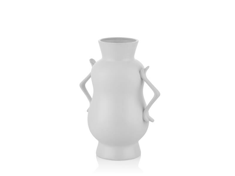 BULB 2 KATLI KULPLU BEYAZ VAZO 29CM