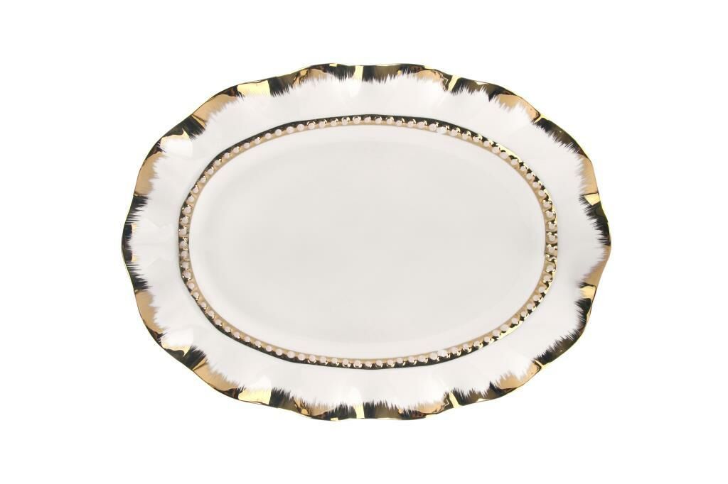 BEYAZ ALTIN OVAL SERVİS TABAK 38CM