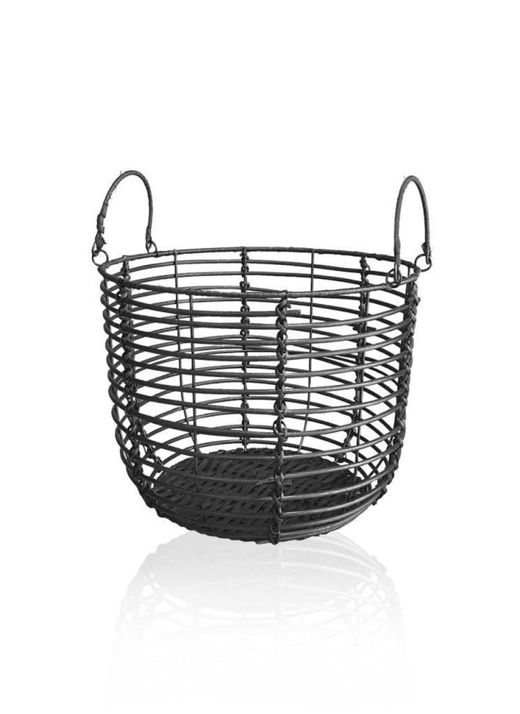 SİYAH RATTAN DEKORATİF SEPET 25X36CM