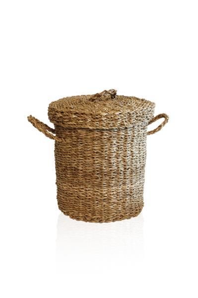 HASIR KULPLU YUVARLAK ÇAMAŞIR SEPETİ 38CM