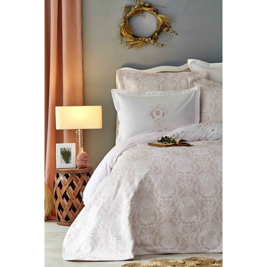 QUATRE DELUXE PUDRA ÇİFT KİŞİLİK YATAK ÖRTÜSÜ SET