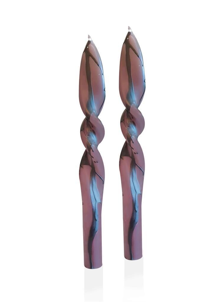 VİZON DAMLACIKLI BURGU 2'Lİ ŞAMDAN MUM 25CM
