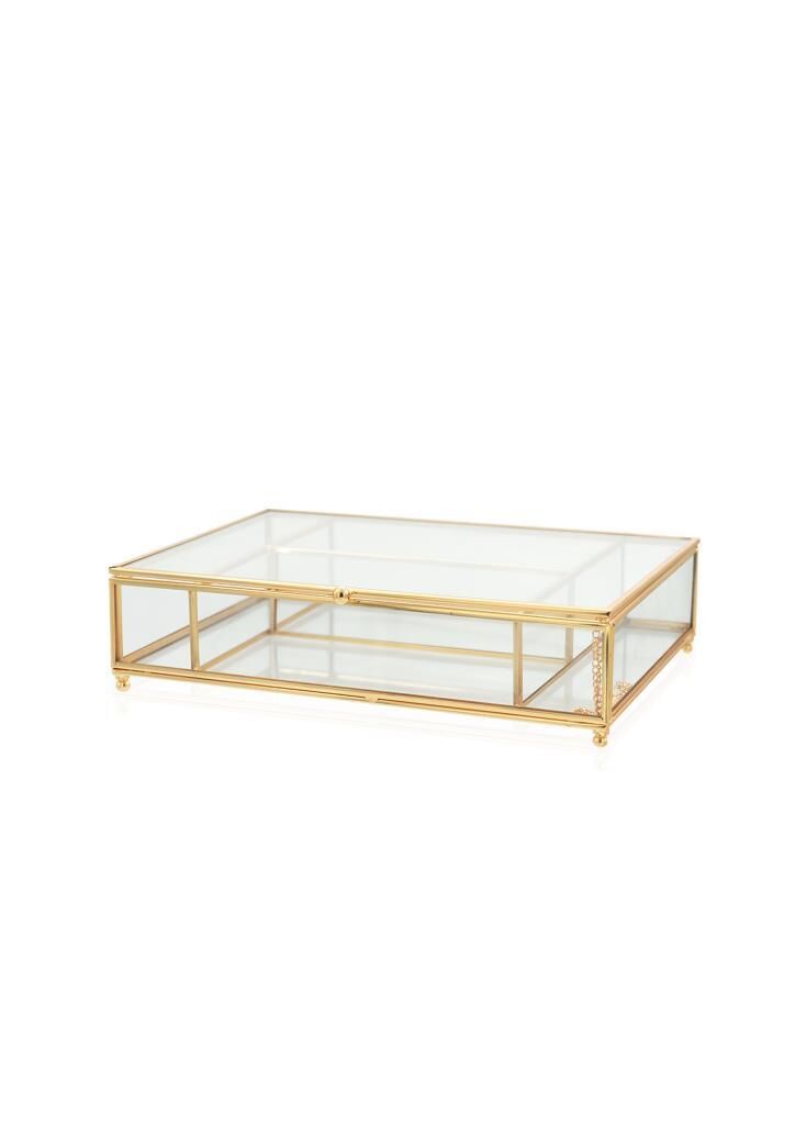 BRASS KAPAKLI 4 BÖLMELİ ORGANİZER/KUTU 30X20X6CM