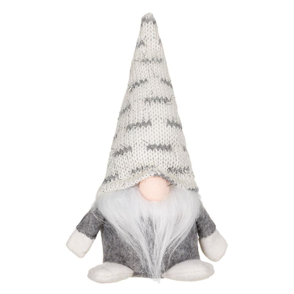 GRİ BEYAZ NOEL CÜCE DEKOR 18CM