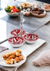 CORALLO KIRMIZI 3 BÖLMELİ ÇEREZLİK 19X19X19CM