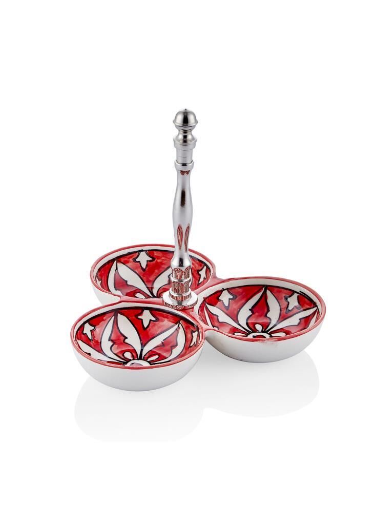 CORALLO KIRMIZI 3 BÖLMELİ ÇEREZLİK 19X19X19CM