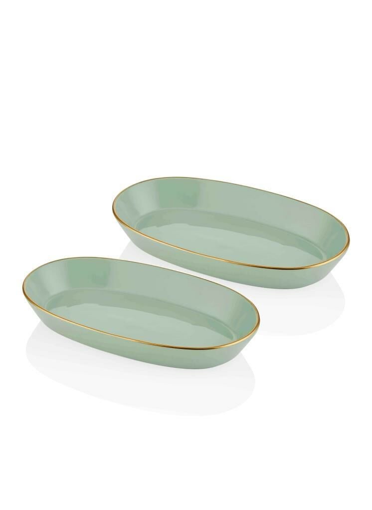 BASIC YEŞİL 2'Lİ OVAL SERVİS TABAK 29CM
