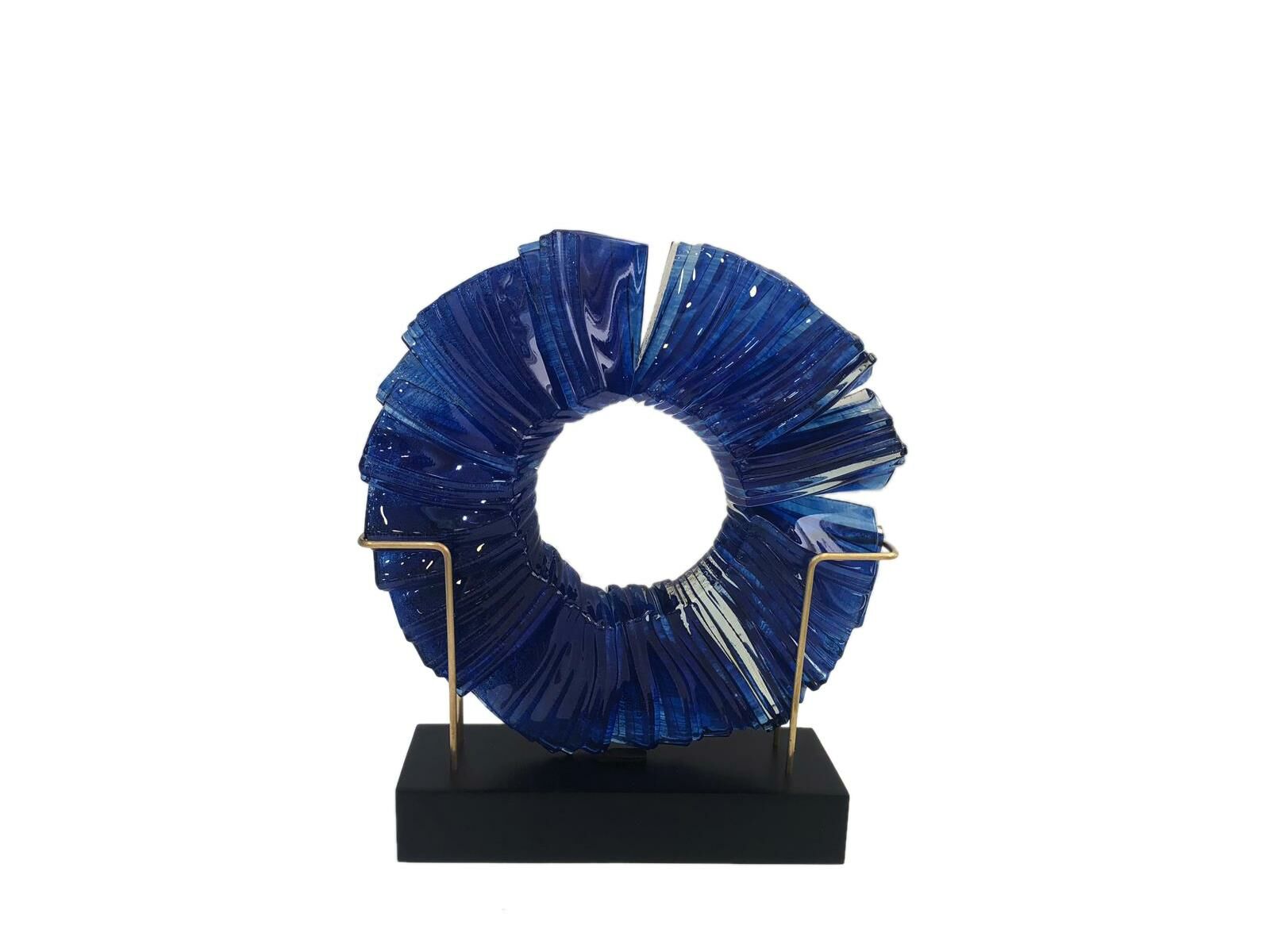 FUSİON KOYU MAVİ GEÇİŞLİ CAM DEKOR 25cm