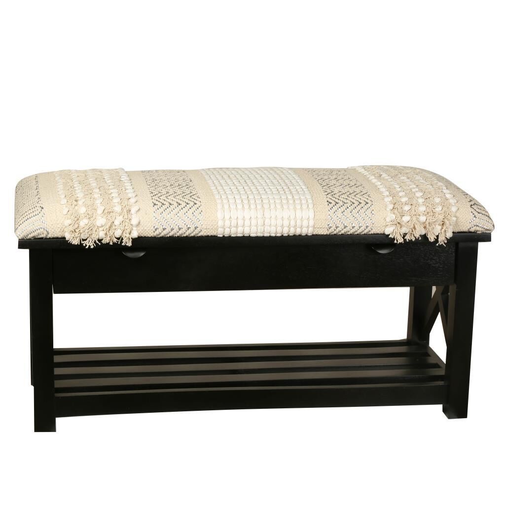 KREM OTANTİK ÇEKMECELİ PUF 89X45X36CM