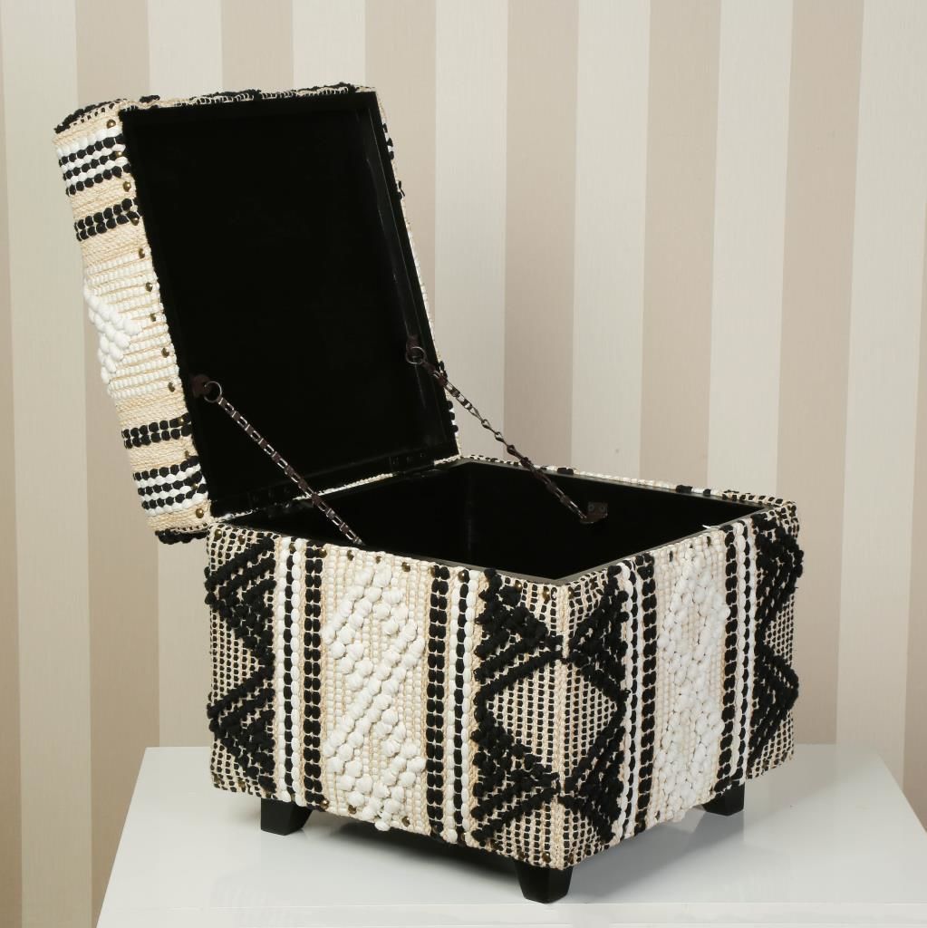 SİYAH OTANTİK SANDIK/PUF 40X40X40CM