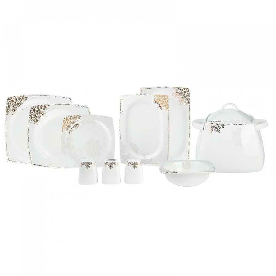 FINE BONE SNOW GOLD 60 PARÇA YEMEK TAKIMI KARE