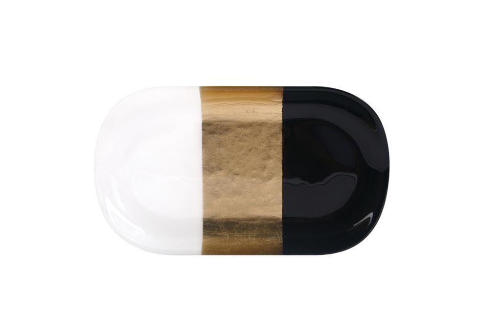 SİYAH BEYAZ OVAL TABAK 27CM