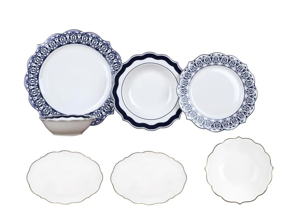 LACİVERT ÇİNİ DESEN 6 KİŞİLİK 27 PARÇA YEMEK TAKIMI