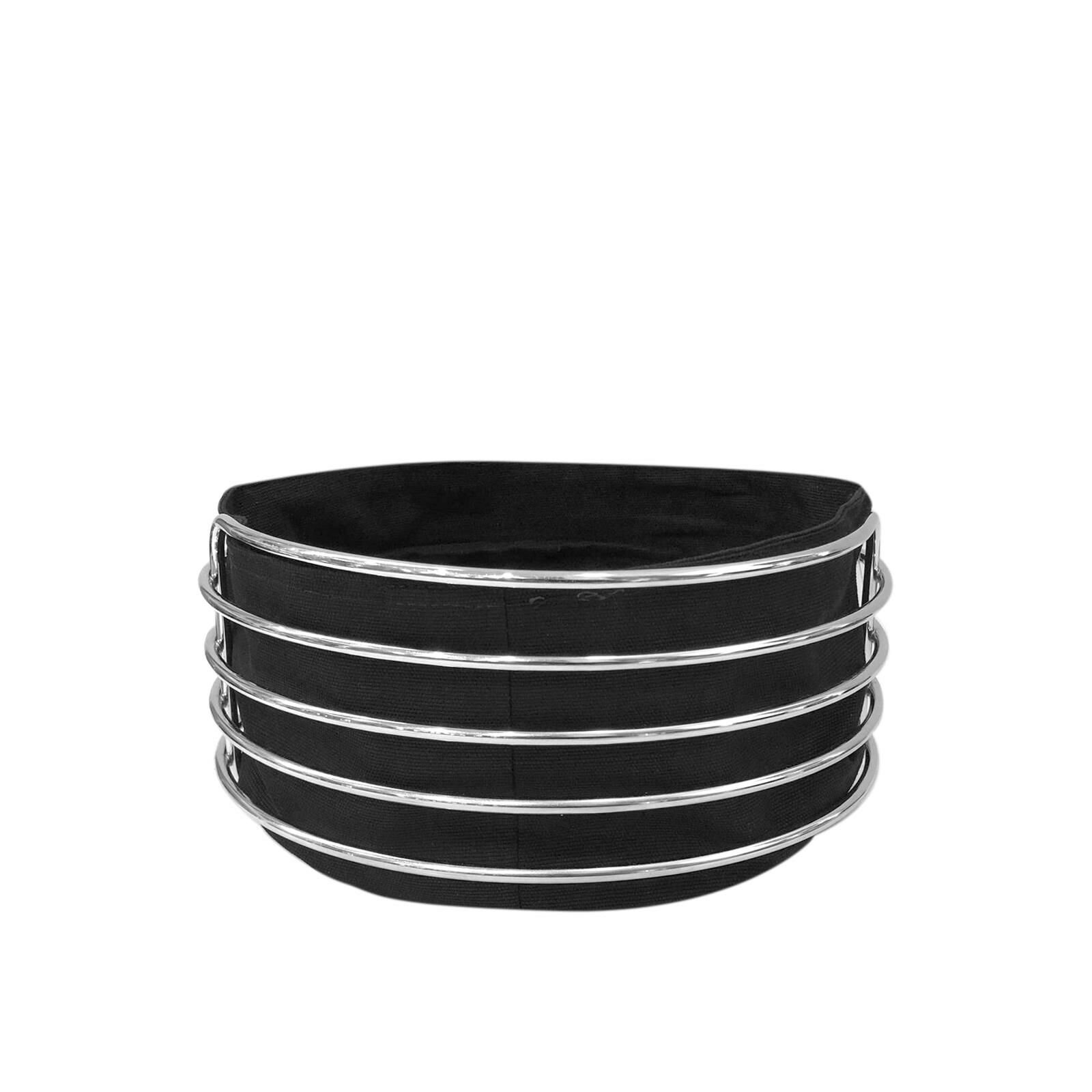 SİYAH YUVARLAK METAL EKMEK SEPETİ 24cm