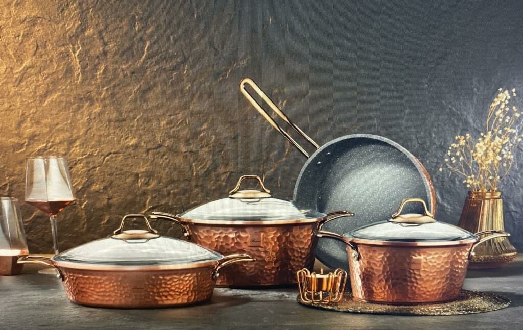 COPPER BAKIR TENCERE SETİ 7 PARÇA