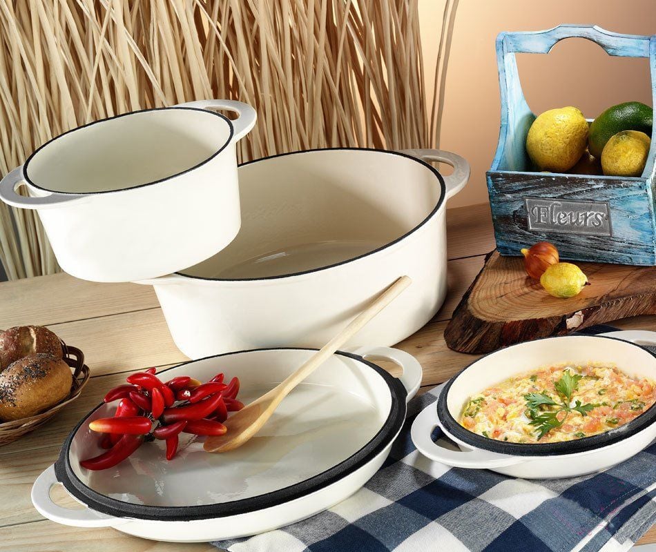 BEYAZ DEMİR DÖKÜM TENCERE 30CM