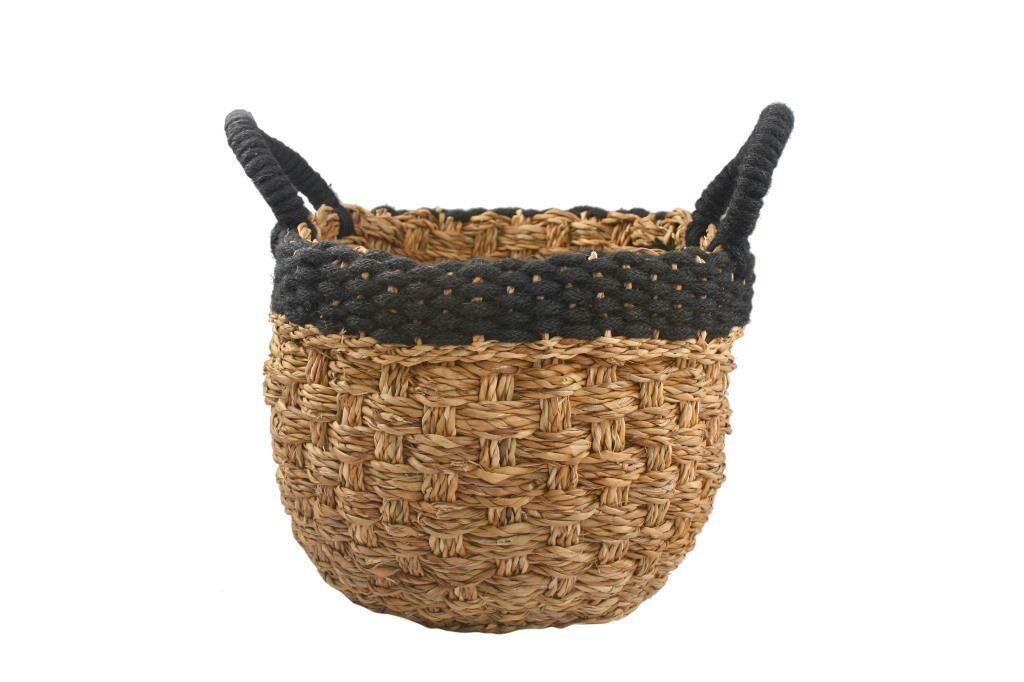 HASIR SİYAH YUVARLAK SEPET 30X35CM