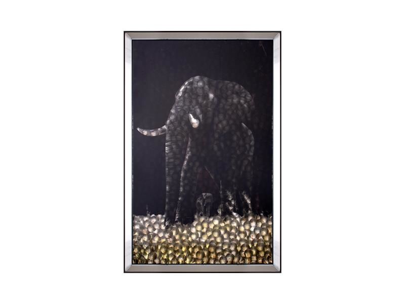 SİYAH AYNALI FİL TABLO 97X157CM