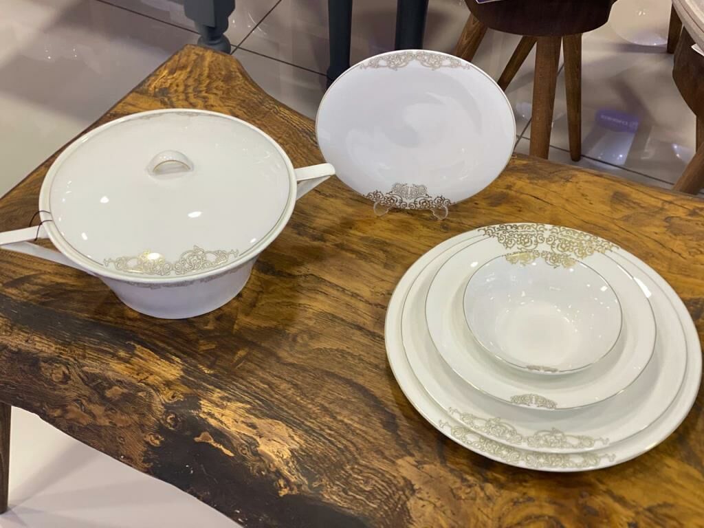 ELEADORA 72 PARÇA 12 KİŞİLİK EL YAPIMI BONE YEMEK TAKIMI