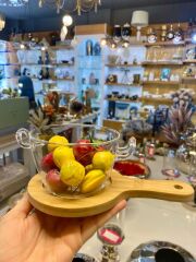 BAMBU TEPSİLİ CAM KASE/ÇEREZLİK