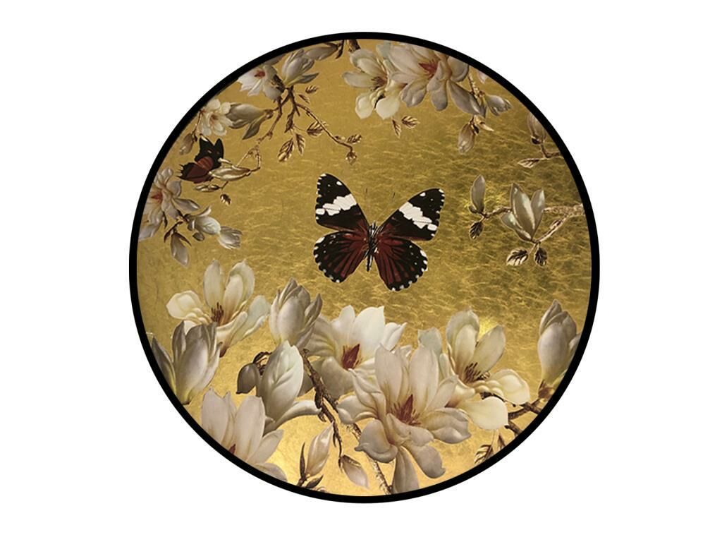 DK5492 SİYAH ALTIN ÇİÇEKLİ YUVARLAK TABLO 80X80CM
