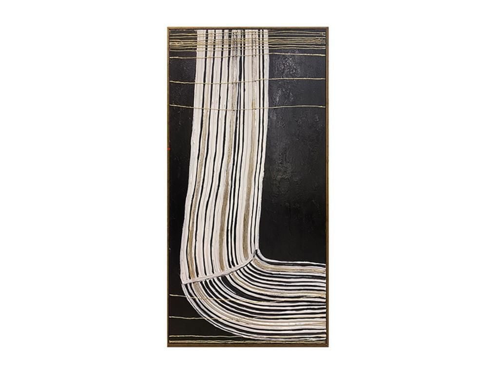 DK6492 SİYAH ALTIN SOYUT DESEN TABLO 72X142CM