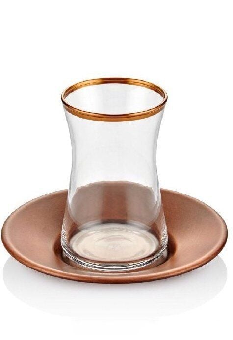 BAKIR/ROSE GALVENİZ TABAKLI ÇAY SET