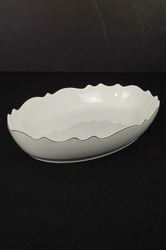 WAVE BEYAZ ALTIN OVAL SUNUM TABAK 38CM