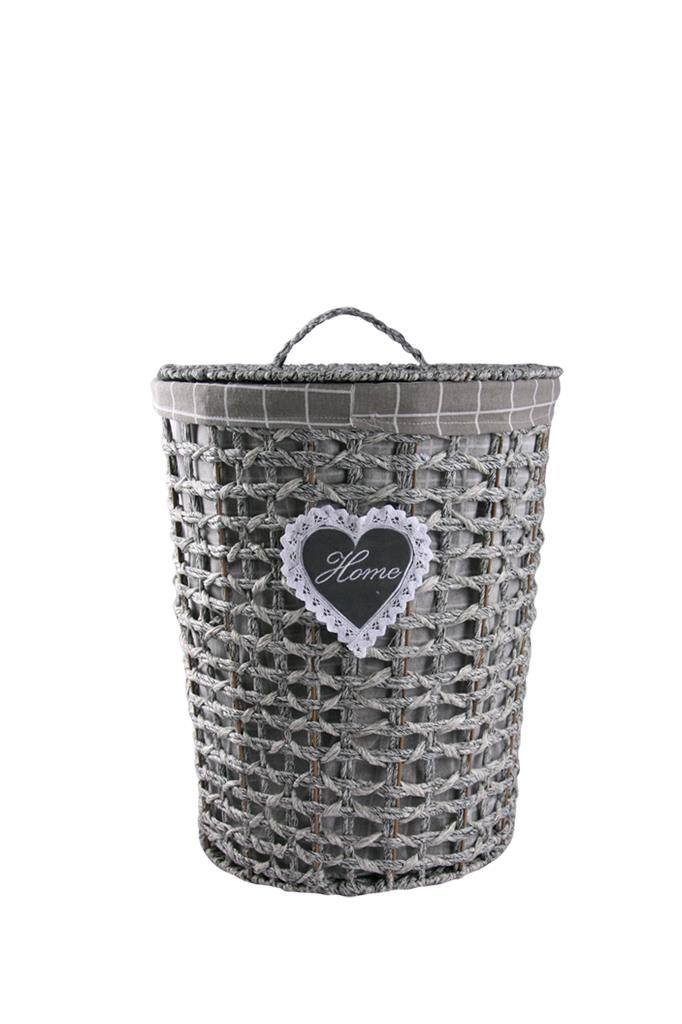 HASIR GRİ YUVARLAK ÇAMASIR SEPETİ 49CM