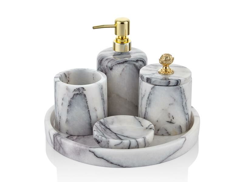 EVZA MERMER BLOOM LEYLAK 5 PARÇA BANYO SETİ